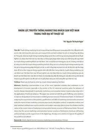 Nhân lực truyền thông marketing khách sạn Việt Nam trong thời đại kỹ thuật số