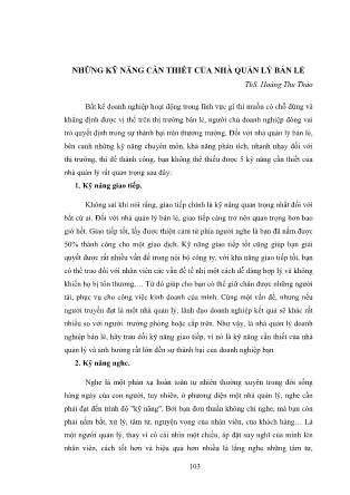 Những kỹ năng cần thiết của nhà quản lý bán lẻ