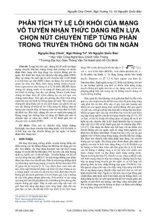 Phân tích tỷ lệ lỗi khối của mạng vô tuyến nhận thức dạng nền lựa chọn nút chuyển tiếp từng phần trong truyền thông gói tin ngắn