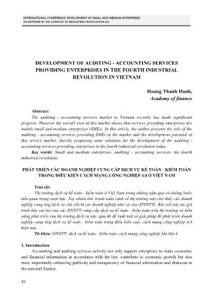 Phát triển các doanh nghiệp cung cấp dịch vụ kế toán - kiểm toán trong điều kiện cách mạng công nghiệp 4.0 ở Việt Nam