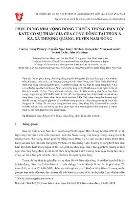 Phục dựng nhà cộng đồng truyền thống dân tộc Katu có sự tham gia của cộng đồng tại thôn A Ka, xã Thượng Quảng, huyện Nam Đông