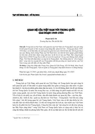 Quan hệ của Việt Nam với Trung Quốc giai đoạn 1949-1954