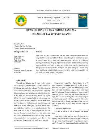 Quan hệ dòng họ qua nghi lễ tang ma của người Tày ở Tuyên Quang