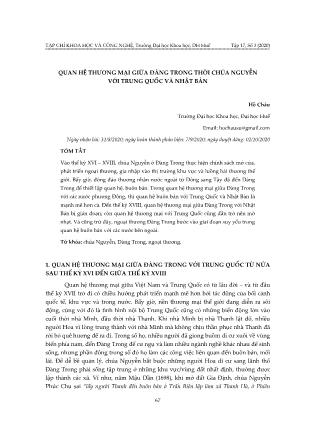 Quan hệ thương mại giữa đàng trong thời chúa Nguyễn với Trung Quốc và Nhật Bản