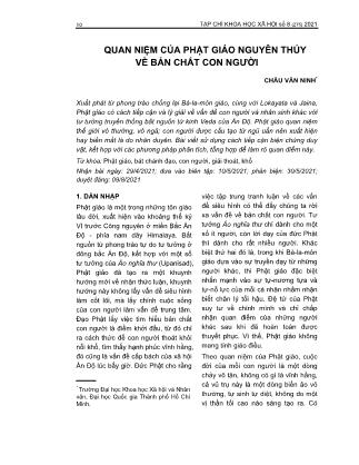 Quan niệm của Phật giáo nguyên thủy về bản chất con người