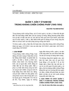 Quân y, dân y ở Nam Bộ trong kháng chiến chống Pháp (1945-1954)
