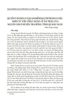 Quyền văn hóa và quan điểm người trong cuộc: Nhìn từ việc phục dựng lễ ăn trâu của người cor ở huyện Trà Bồng tỉnh Quảng Ngãi