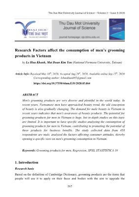 Research factors affect the consumption of men’s grooming products in Vietnam