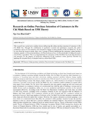 Research on online purchase intention of customers in Ho Chi Minh based on TPB theory