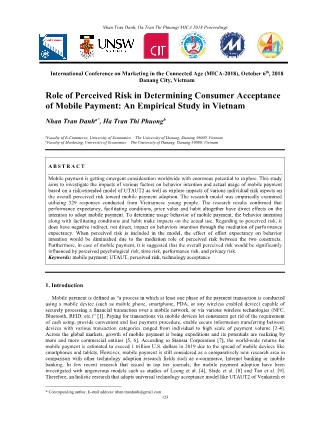 Role of perceived risk in determining consumer acceptance of mobile payment: An empirical study in Vietnam