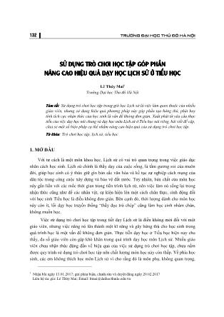 Sử dụng trò chơi học tập góp phần nâng cao hiệu quả dạy học Lịch sử ở Tiểu học