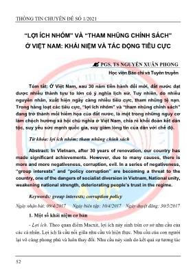 Tài liệu “Lợi ích nhóm” và “tham nhũng chính sách” ở Việt Nam: Khái niệm và tác động tiêu cực