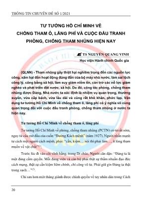 Tài liệu Tư tưởng Hồ Chí Minh về chống tham ô, lãng phí và cuộc đấu tranh phòng, chống tham nhũng hiện nay