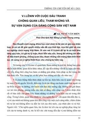 Tài liệu V.I.Lênin với cuộc đấu tranh chống quan liêu, tham nhũng và sự vận dụng của Đảng cộng sản Việt Nam