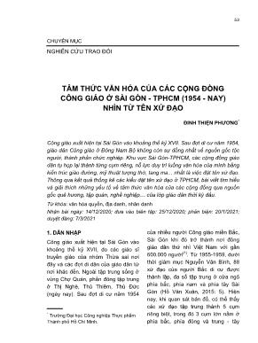 Tâm thức văn hóa của các cộng đồng công giáo ở Sài Gòn - thành phố Hồ Chí Minh (1954 - Nay) nhìn từ tên xứ đạo