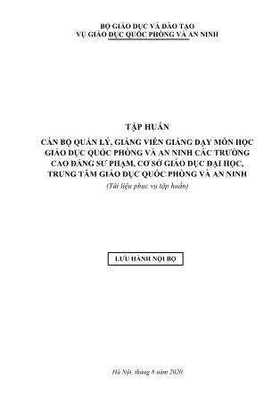 Tập huấn Cán bộ quản lý, giảng viên giảng dạy môn học Giáo dục quốc phòng và an ninh các trường Cao đẳng Sư phạm, cơ sở giáo dục Đại học, trung tâm Giáo dục quốc phòng và an ninh