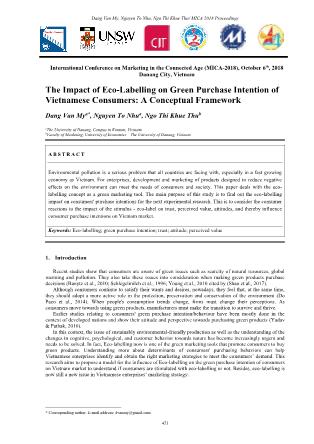 The impact of eco-labelling on green purchase intention of Vietnamese consumers: A conceptual framework
