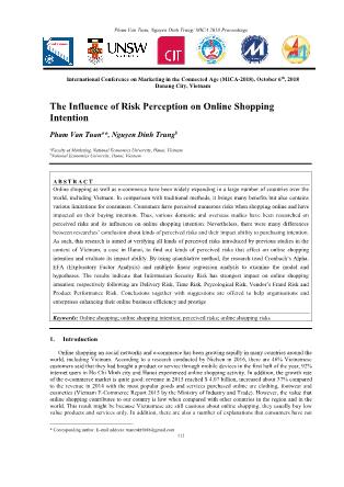 The influence of risk perception on online shopping intention