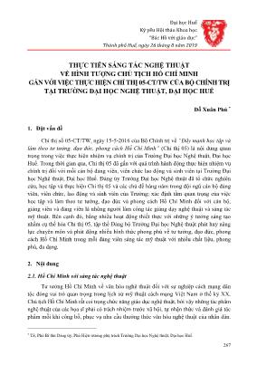 Thực tiễn sáng tác nghệ thuật về hình tượng chủ tịch Hồ Chí Minh gắn với việc thực hiện chỉ thị 05-CT/TW của bộ chính trị tại trường Đại học Nghệ thuật, Đại học Huế