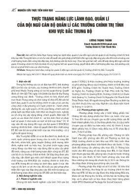 Thực trạng năng lực lãnh đạo, quản lí của đội ngũ cán bộ quản lí các trường chính trị tỉnh khu vực Bắc Trung Bộ