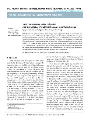 Thực trạng stress, lo âu, trầm cảm của sinh viên đại học năm cuối ngành dược tại Đồng Nai