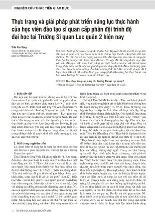 Thực trạng và giải pháp phát triển năng lực thực hành của học viên đào tạo sĩ quan cấp phân đội trình độ đại học tại Trường Sĩ quan Lục quân 2 hiện nay