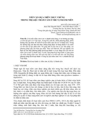 Tiếp cận dựa trên thực chứng trong trị liệu trầm cảm ở trẻ vị thành niên