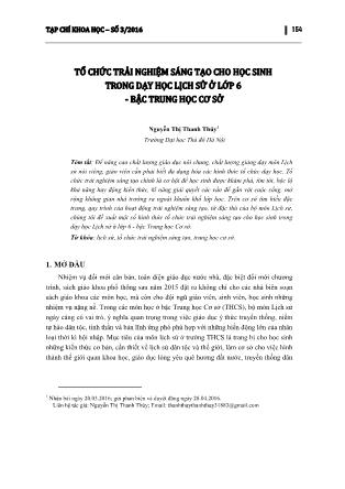 Tổ chức trải nghiệm sáng tạo cho học sinh trong dạy học Lịch sử ở Lớp 6 - bậc Trung học Cơ sở