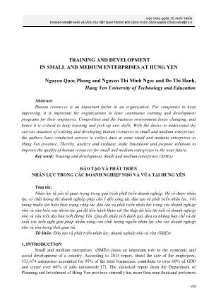 Training and development in small and medium enterprises at Hung Yen