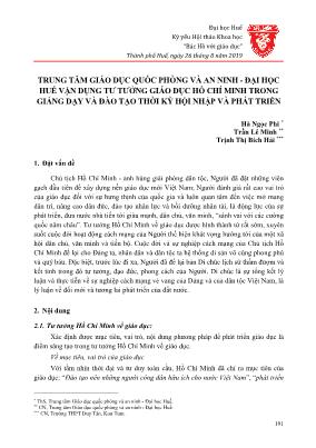 Trung tâm giáo dục quốc phòng và an ninh - Đại học Huế vận dụng tư tưởng giáo dục Hồ Chí Minh trong giảng dạy và đào tạo thời kỳ hội nhập và phát triển