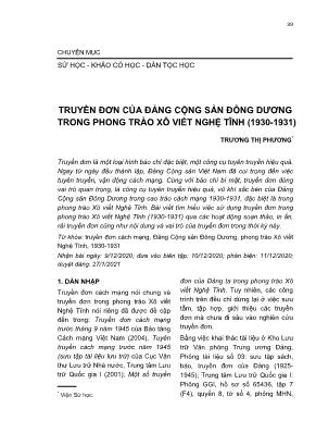 Truyền đơn của Đảng cộng sản Đông Dương trong phong trào Xô viết Nghệ Tĩnh (1930-1931)