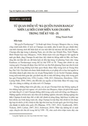 Từ quan điểm về “Bá quyền Panduranga” nhìn lại bối cảnh miền Nam Champa trong thế kỷ VIII - IX