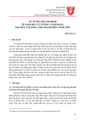 Tư tưởng Hồ Chí Minh về giáo dục lý tưởng cách mạng, đạo đức lối sống cho thanh niên, sinh viên