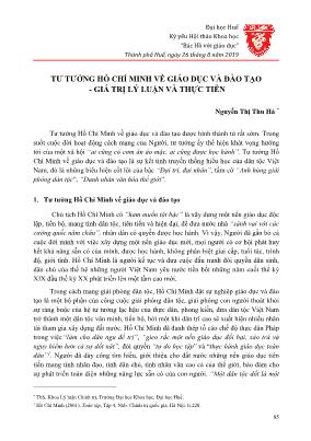 Tư tưởng Hồ Chí Minh về giáo dục và đào tạo - Giá trị lý luận và thực tiễn