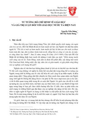 Tư tưởng Hồ Chí Minh về giáo dục và giá trị luận đối với giáo dục nước ta hiện nay