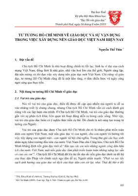Tư tưởng Hồ Chí Minh về giáo dục và sự vận dụng trong việc xây dựng nền giáo dục Việt Nam hiện nay
