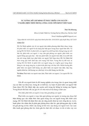 Tư tưởng Hồ Chí Minh về phát triển con người – ý nghĩa hiện thời trong công cuộc đổi mới ở Việt Nam