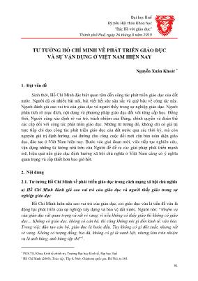 Tư tưởng Hồ Chí Minh về phát triển giáo dục và sự vận dụng ở Việt Nam hiện nay