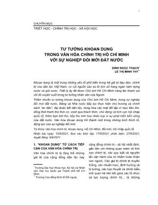 Tư tưởng khoan dung trong văn hóa chính trị Hồ Chí Minh với sự nghiệp đổi mới đất nước