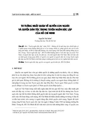 Tư tưởng nhất quán về quyền con người và quyền dân tộc trong tuyên ngôn độc lập của Hồ Chí Minh