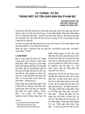Tư tưởng “Tứ ân” trong một số tôn giáo bản địa ở Nam Bộ