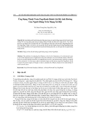 Ứng dụng thuật toán Pagerank đánh giá độ nh hưởng của người dùng trên mạng xã hội