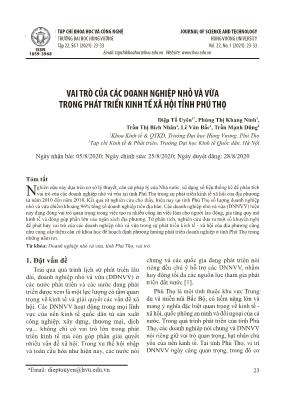 Vai trò của các doanh nghiệp nhỏ và vừa trong phát triển kinh tế xã hội tỉnh Phú Thọ