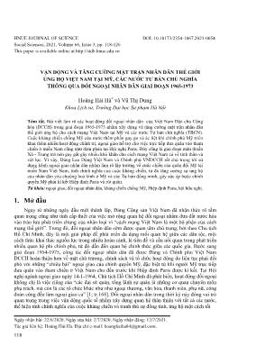 Vận động và tăng cường mặt trận nhân dân thế giới ủng hộ Việt Nam tại Mỹ, các nước tư bản chủ nghĩa thông qua đối ngoại nhân dân giai đoạn 1965-1973