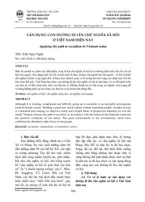Vận dụng con đường đi lên Chủ nghĩa xã hội ở Việt Nam hiện nay