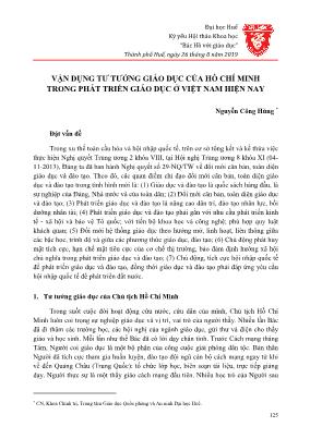 Vận dụng tư tưởng giáo dục của Hồ Chí Minh trong phát triển giáo dục ở Việt Nam hiện nay