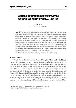 Vận dụng tư tưởng Hồ Chí Minh vào việc xây dựng con người ở Việt Nam hiện nay
