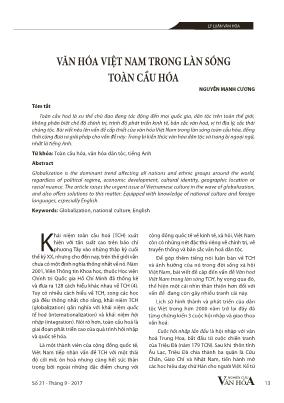 Văn hóa Việt Nam trong làn sóng toàn cầu hóa