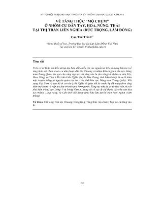 Về táng thức “mộ chum” ở nhóm cư dân Tày, Hoa, Nùng, Thái tại thị trấn Liên Nghĩa (Đức Trọng, Lâm Đồng)