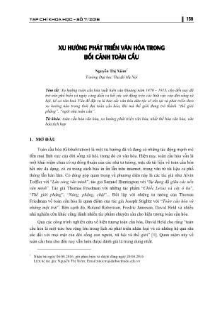 Xuxu hướng phát triển văn hóa trong bối cảnh toàn cầu